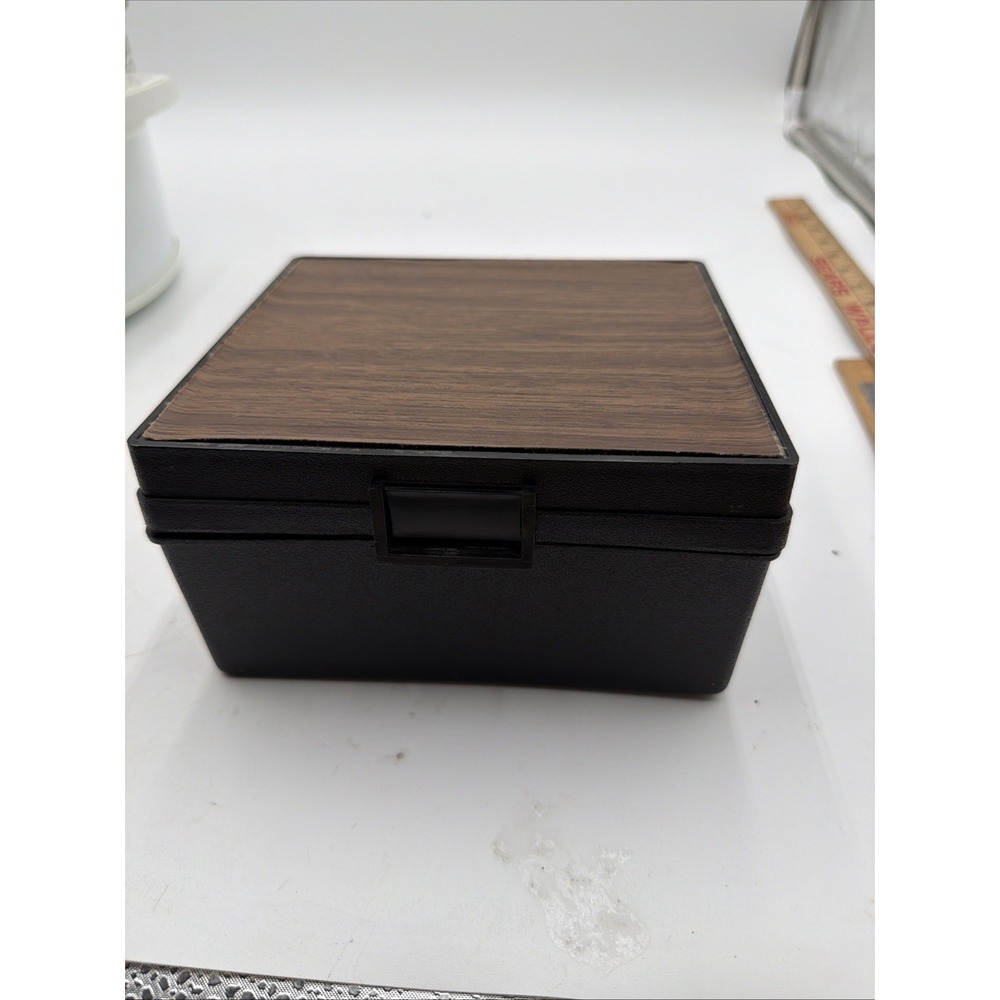 Vintage Evco Plastic File Box Black With Brown Top